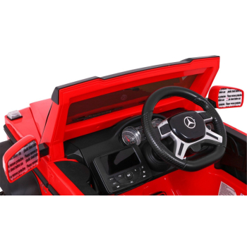 Auto Mercedes G63 6x6 dla dzieci Czerwony + 2 Pedały gazu + Regulacja siedzenia + Audio LED + Bagażnik + Kufer dla rodzica